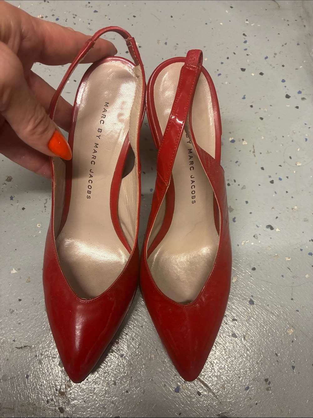 Marc by Marc Jacobs Red Patent Pointed Slingback Heels